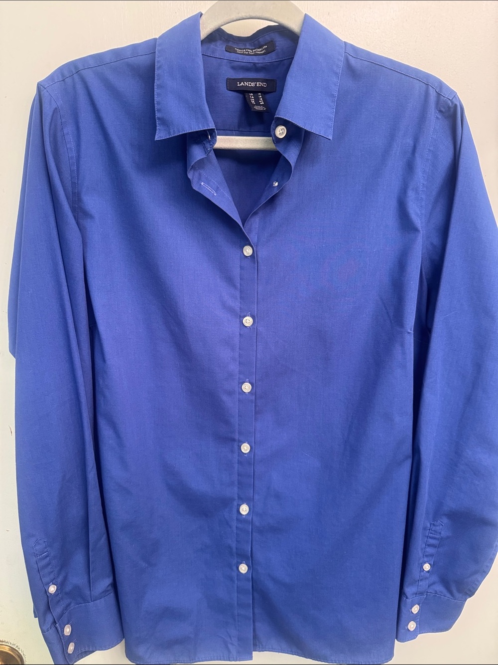 Lands' End Men's Cobalt Blue Long-Sleeve Button-Down Shirt